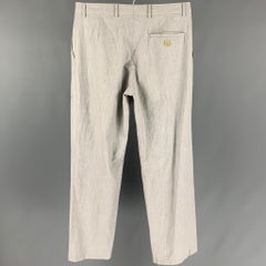 WALTER VAN BEIRENDONCK Size 34 Grey Cotton Pleated Wide Leg Dress Pants