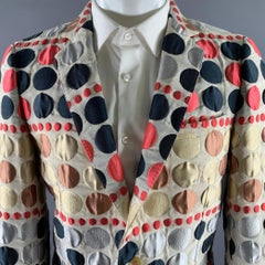 WALTER VAN BEIRENDONCK Size 40 Cream Dots Polyester Blend Sport Coat