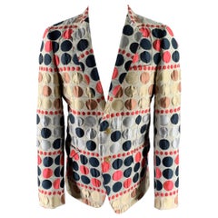 WALTER VAN BEIRENDONCK Size 40 Cream Dots Polyester Blend Sport Coat