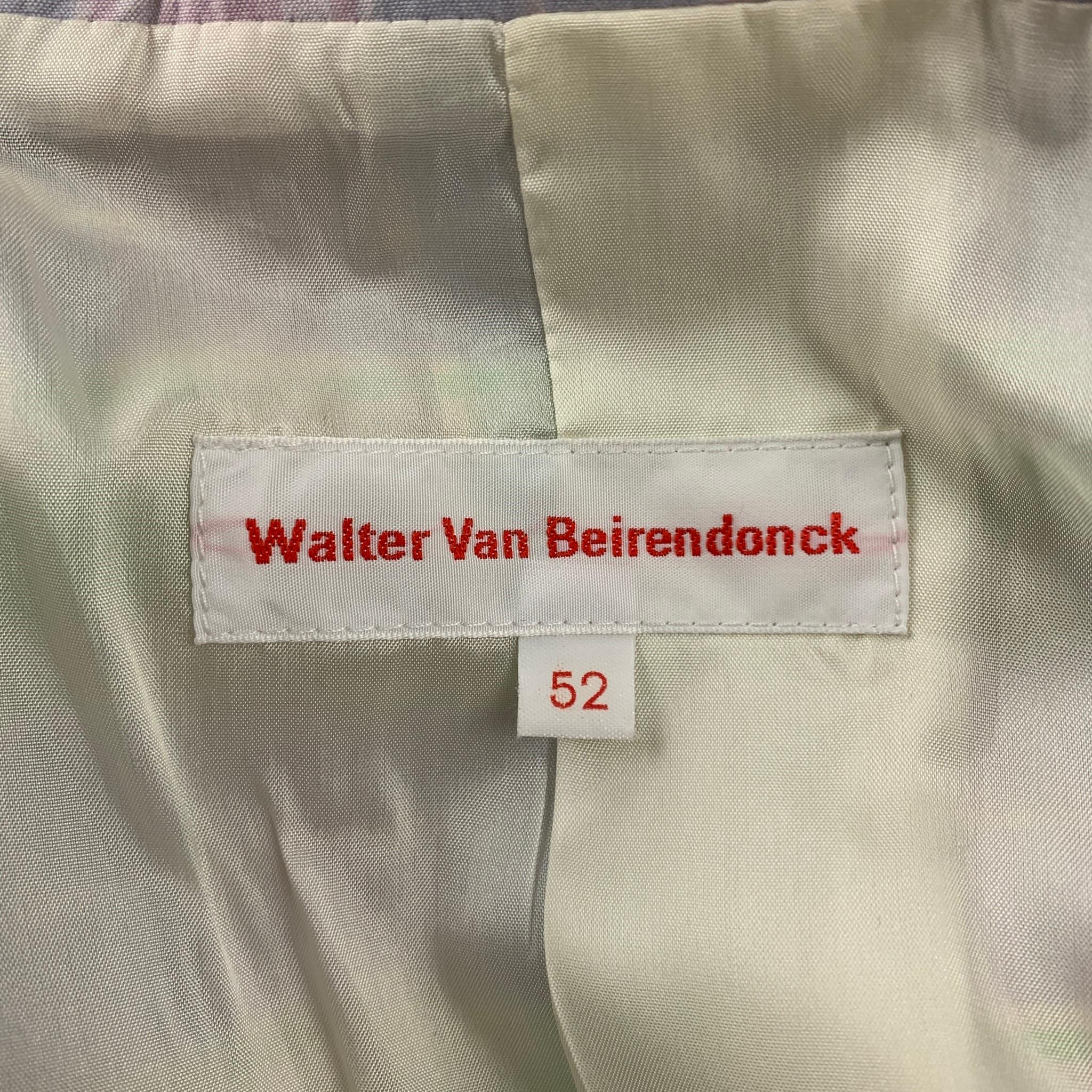 WALTER VAN BEIRENDONCK Size 42 Lavender & Green Patchwork Cotton Sport Coat 2
