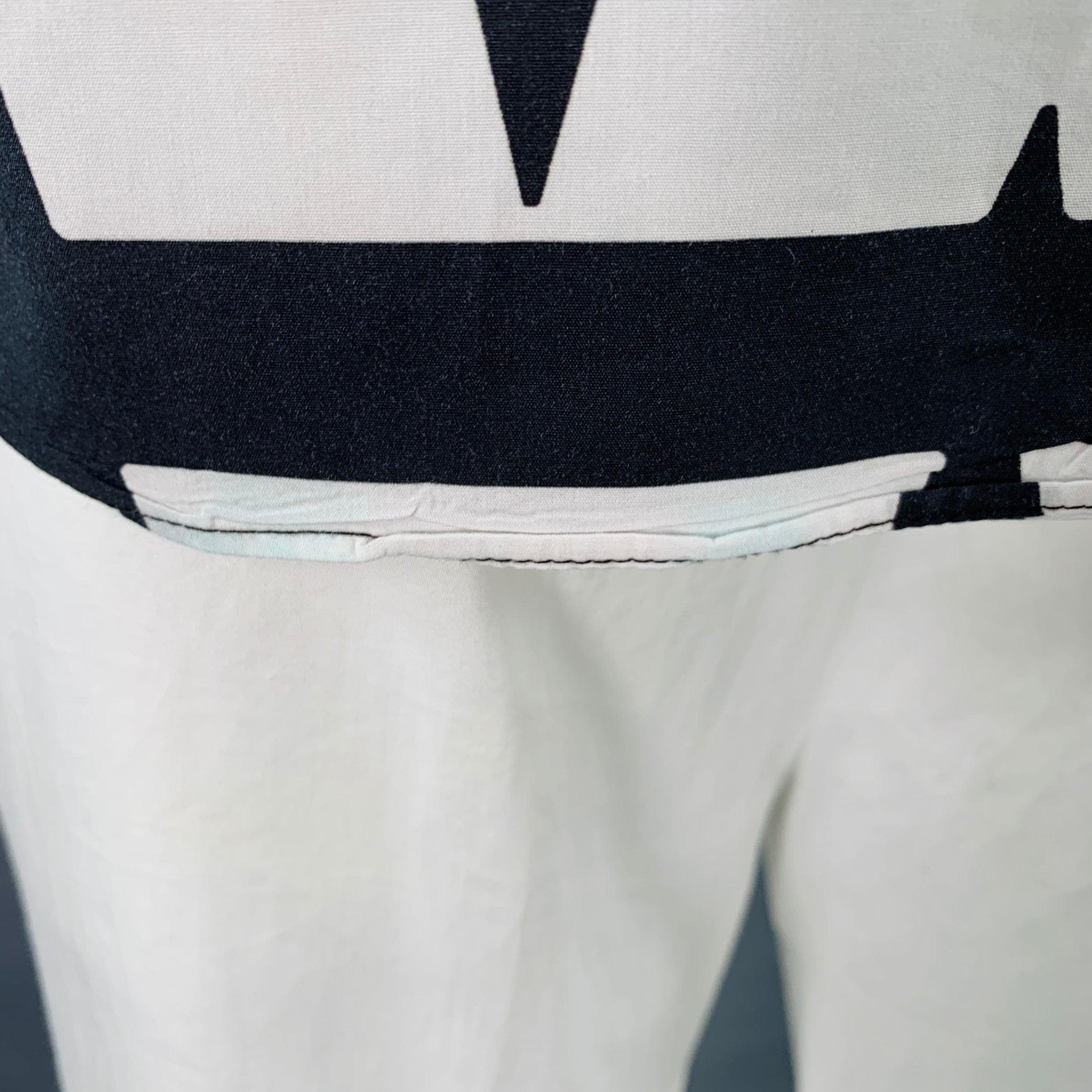 Uomo WALTER VAN BEIRENDONCK - Camicia a maniche lunghe in cotone con grafica bianca e nera - taglia L in vendita