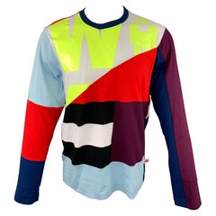 WALTER VAN BEIRENDONCK Size L Multi-Color Patchwork Cotton Long Sleeve T-shirt