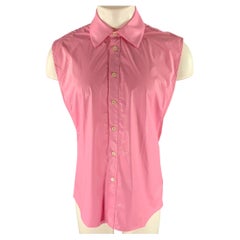 WALTER VAN BEIRENDONCK - Chemise rose en modal à manches coupées, taille L