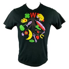 WALTER VAN BEIRENDONCK Size M Black Graphic Cotton Crew-Neck T-shirt