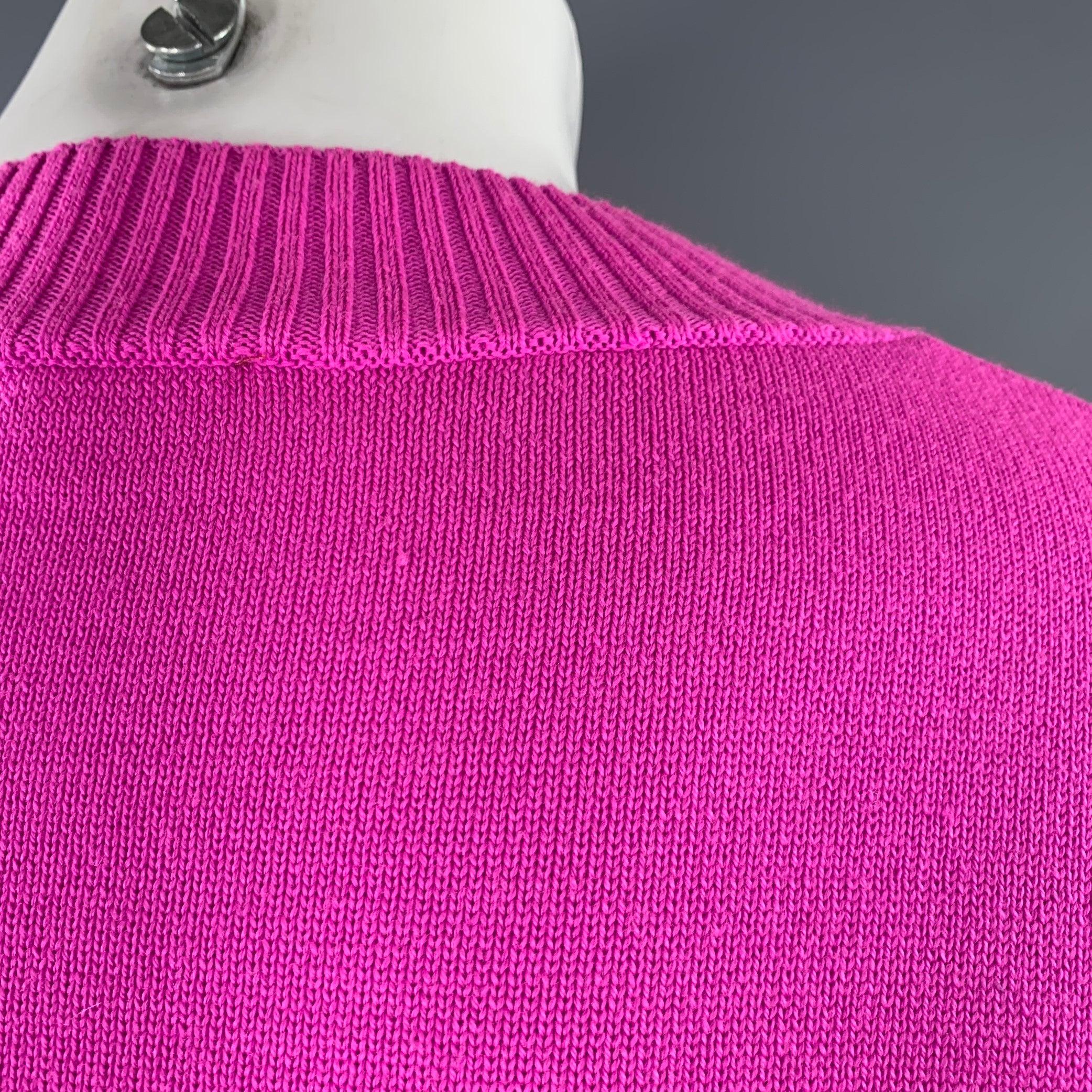 Men's WALTER VAN BEIRENDONCK Size M Purple Orange Stripe Merino Wool Crew Neck Sweater For Sale