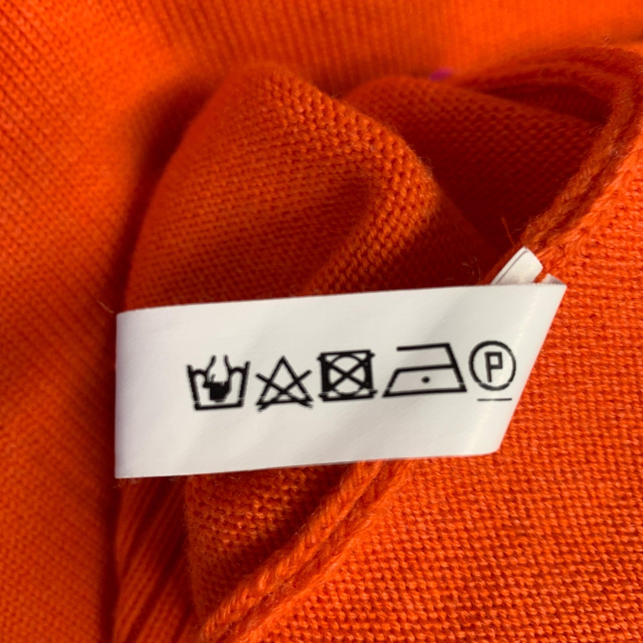 WALTER VAN BEIRENDONCK Size M Purple Orange Stripe Merino Wool Crew Neck Sweater For Sale 3