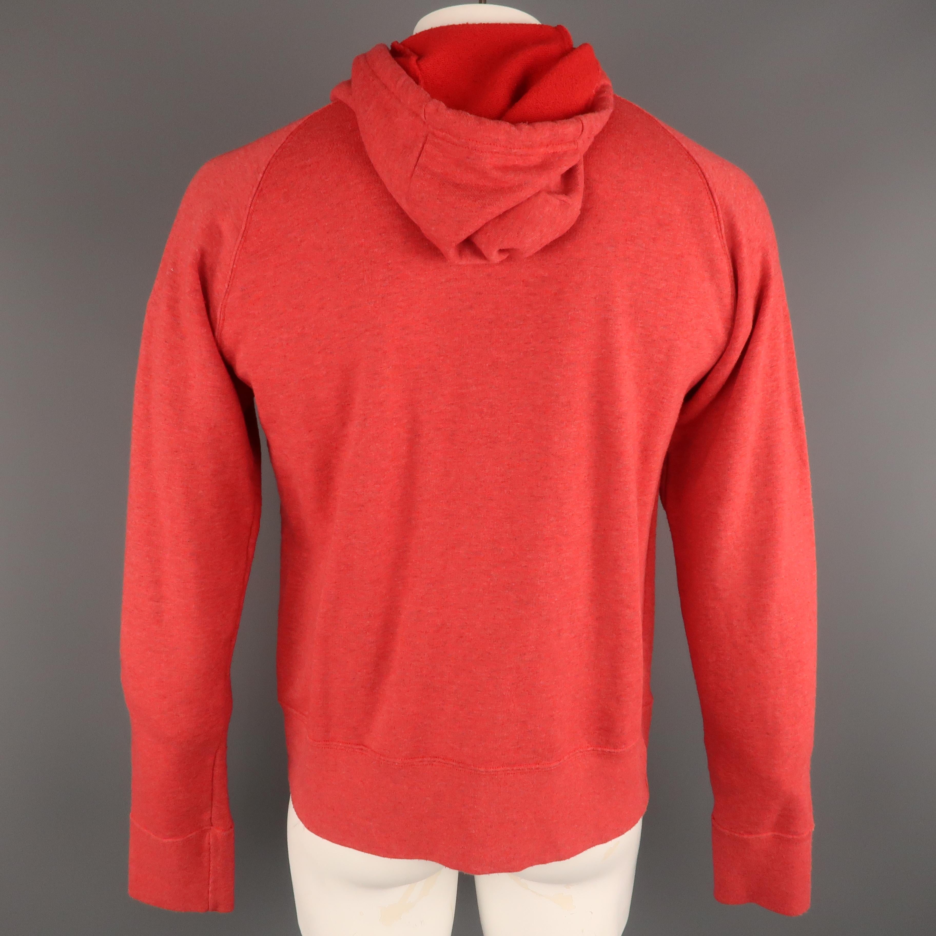 Men's WALTER VAN BEIRENDONCK Size M Red Graphic Cotton Hooded Sweatshirt Sweater