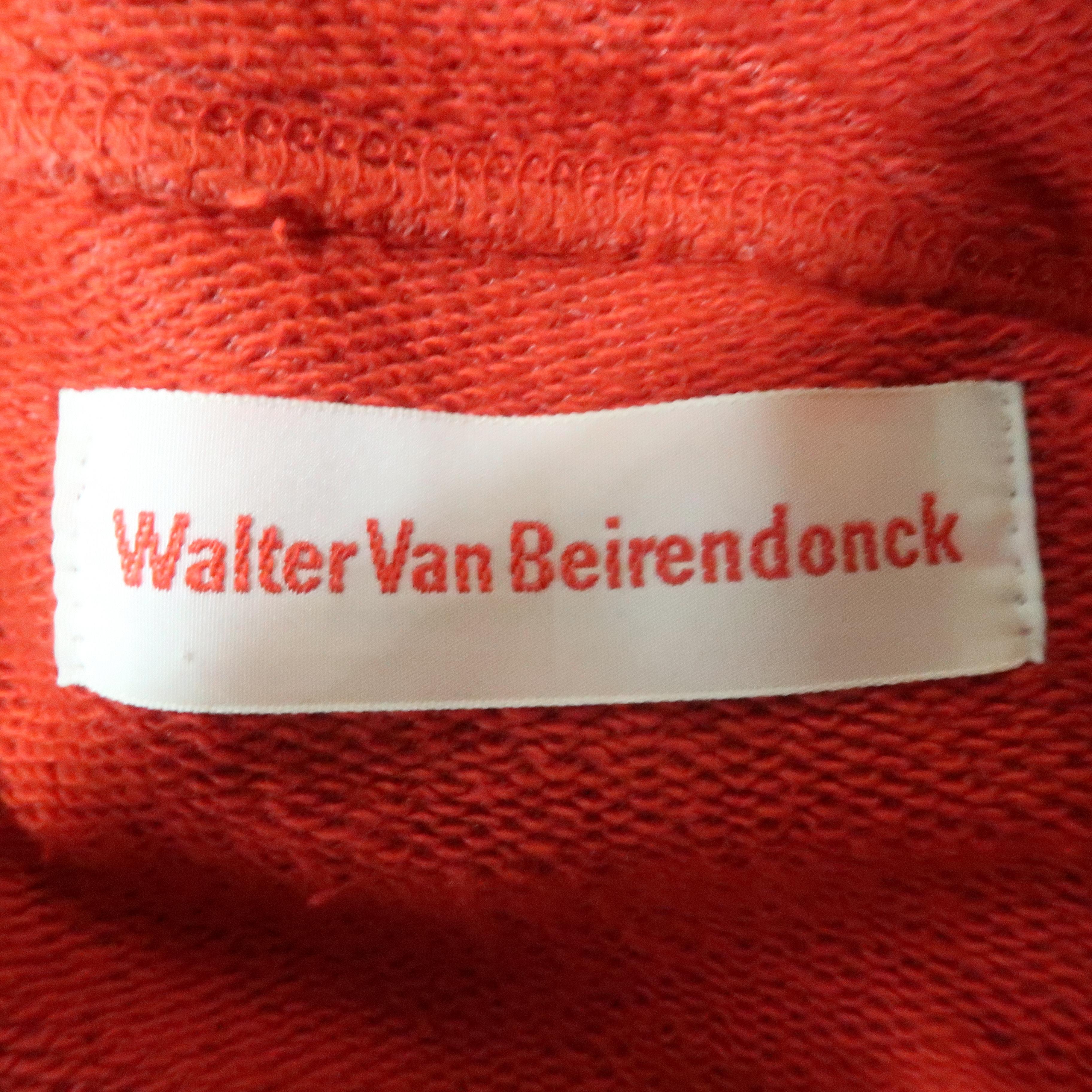 WALTER VAN BEIRENDONCK Size M Red Graphic Cotton Hooded Sweatshirt Sweater 1