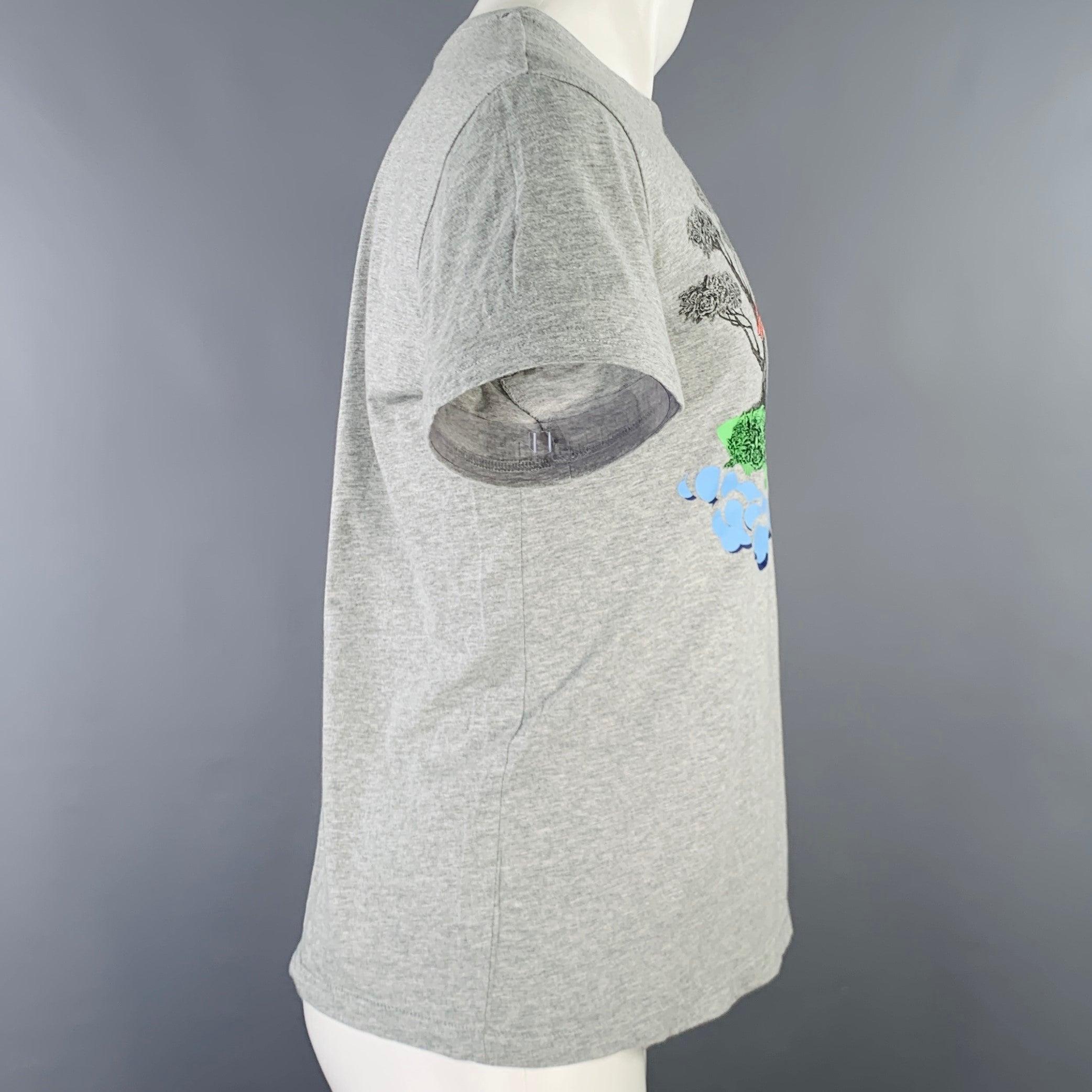 Gray WALTER VAN BEIRENDONCK Size S Grey Multi Color Graphic Cotton T-shirt For Sale