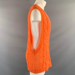 WALTER VAN BEIRENDONCK - Gilet oversize en maille torsadée orange, mélange de mohair, taille S