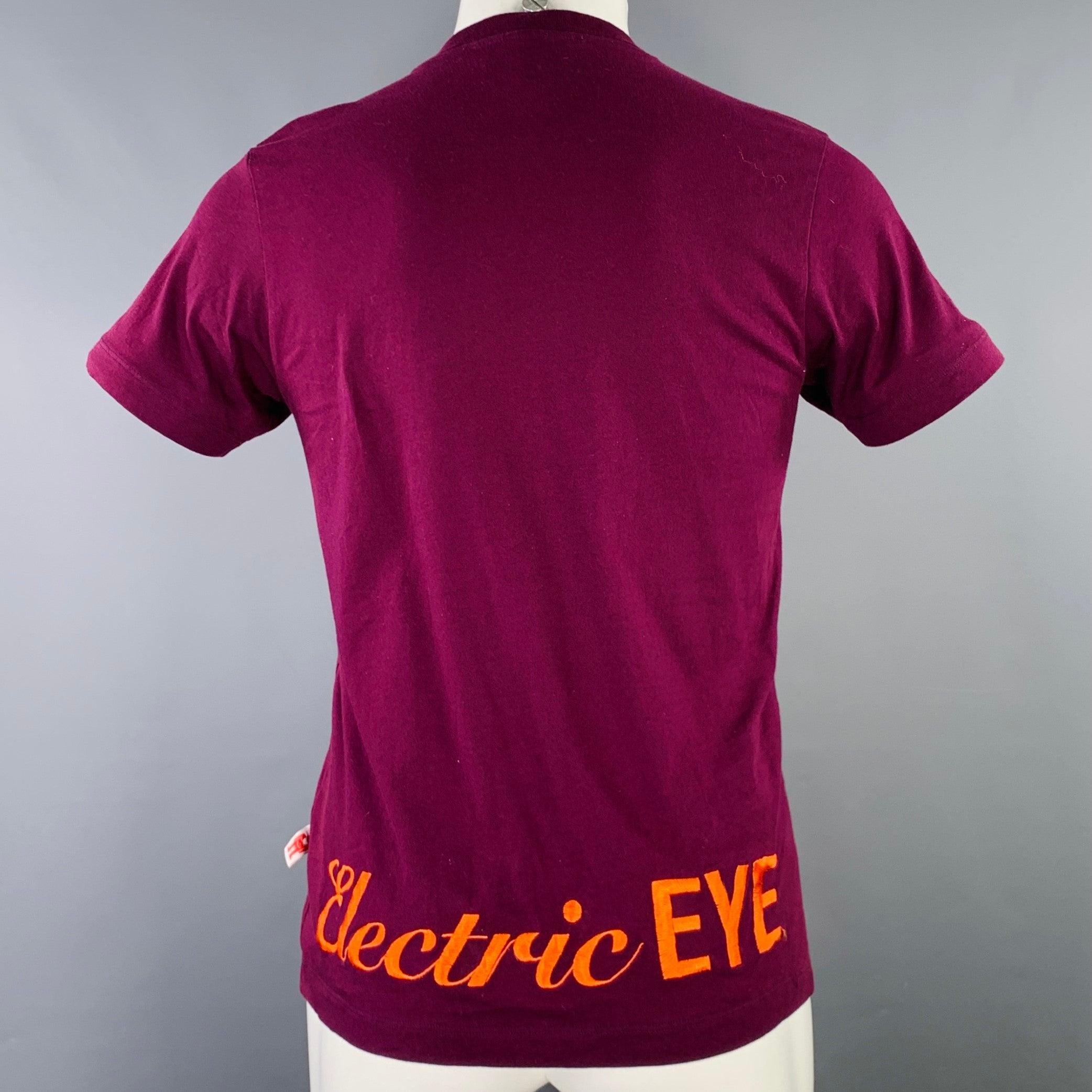 Men's WALTER VAN BEIRENDONCK Size S Purple Embroidery Cotton T-shirt For Sale