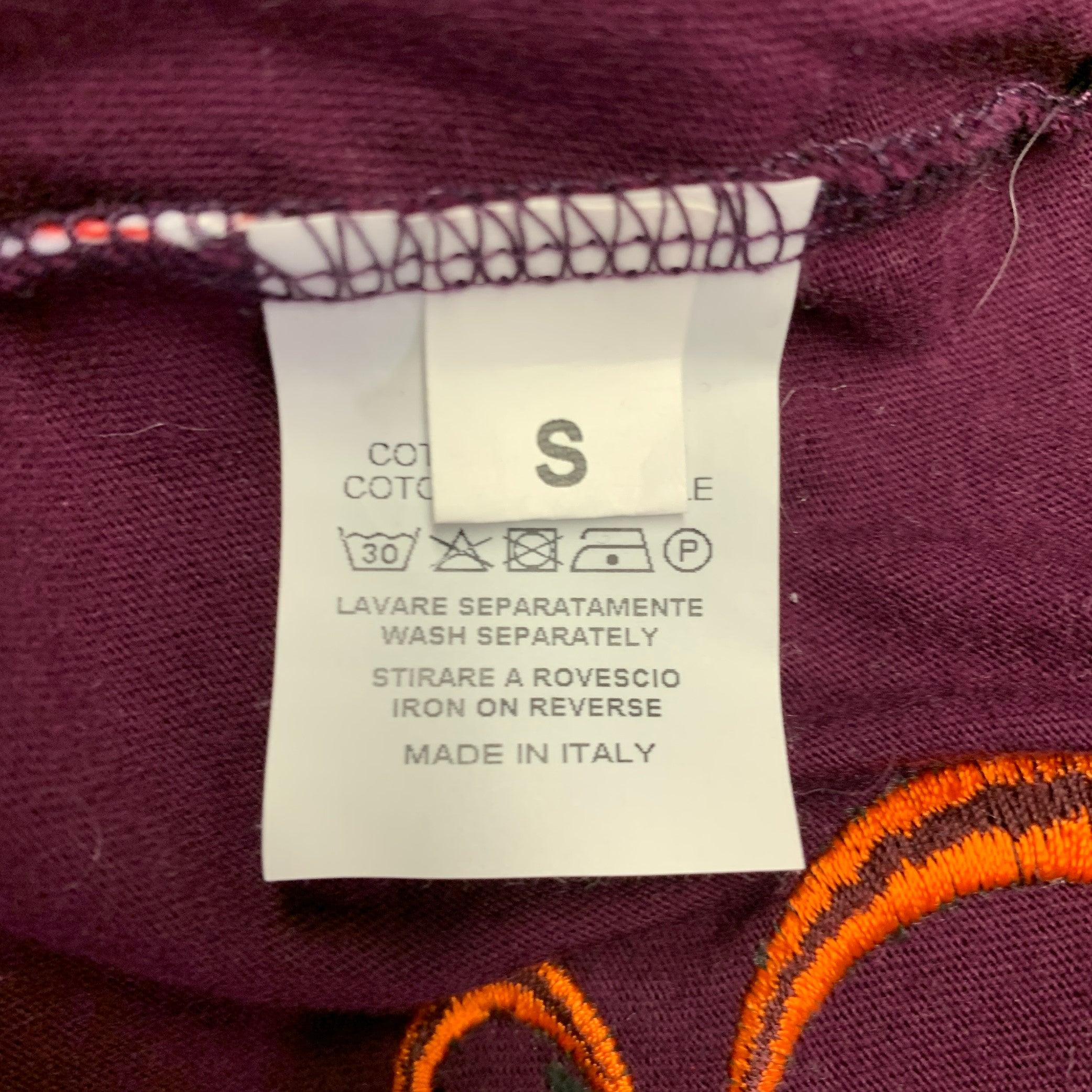 WALTER VAN BEIRENDONCK Size S Purple Embroidery Cotton T-shirt For Sale 3