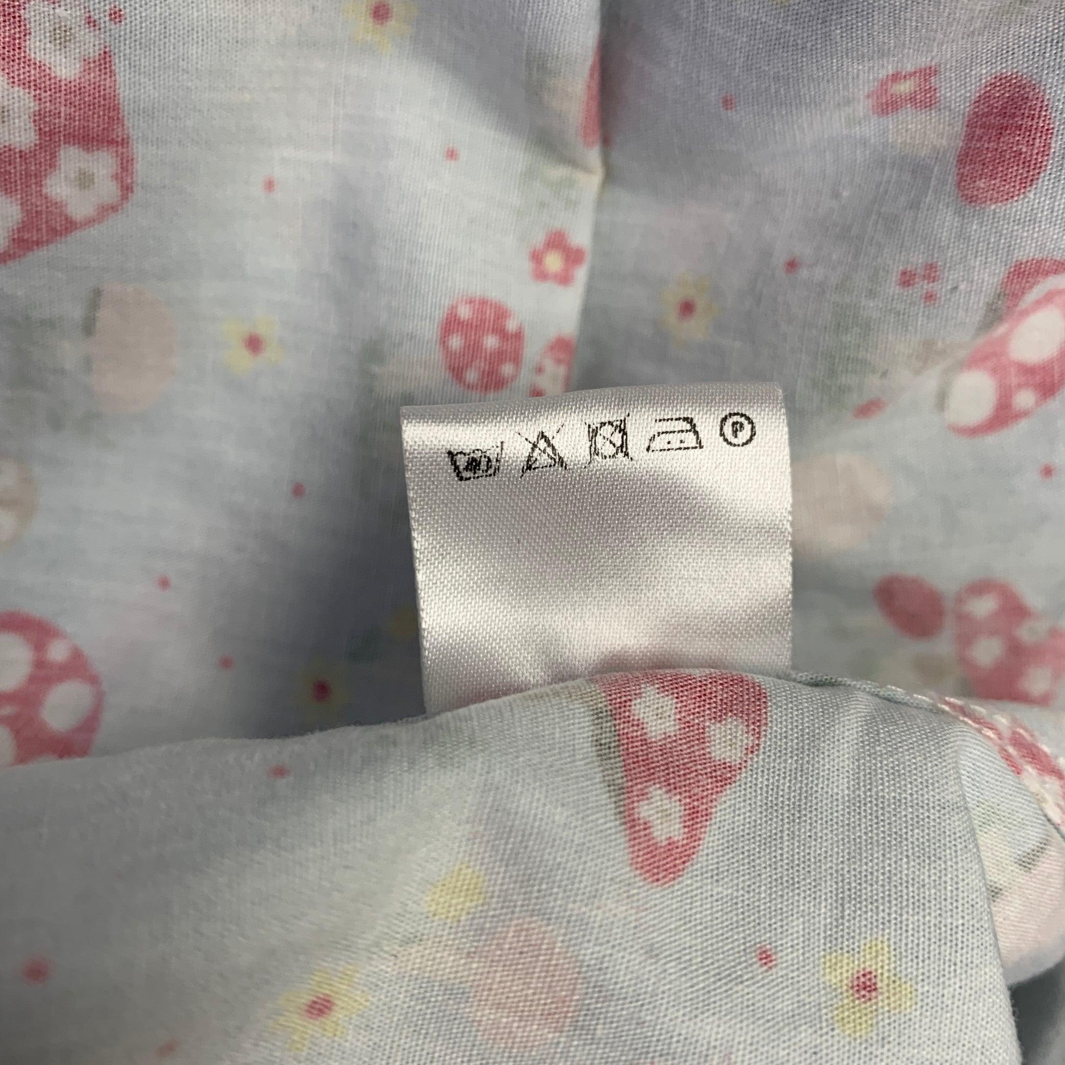 WALTER VAN BEIRENDONCK Size XL Blue Red Cotton Mushrooms One Pocket Long Sleeve Shirt For Sale 2