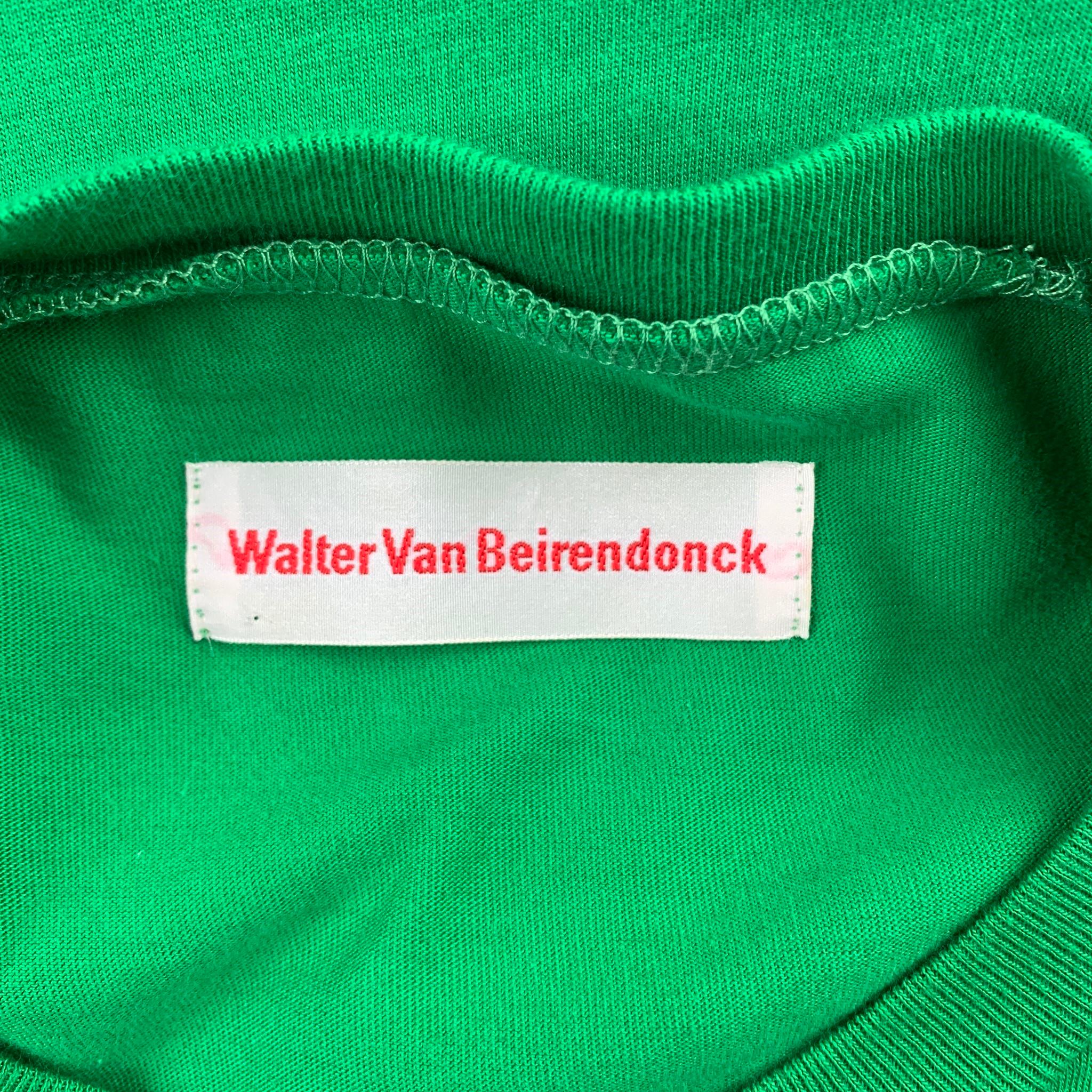 Men's WALTER VAN BEIRENDONCK Size XL Green Cotton Long Sleeve T-shirt