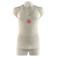 WALTER VAN BEIRENDONCK Taille XL Viscose texturée blanche  Débardeur en nylon