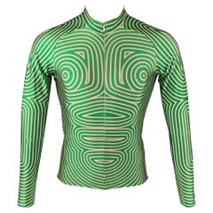 WALTER VAN BEIRENDONCK Size XS Green Striped Jersey Bike Top