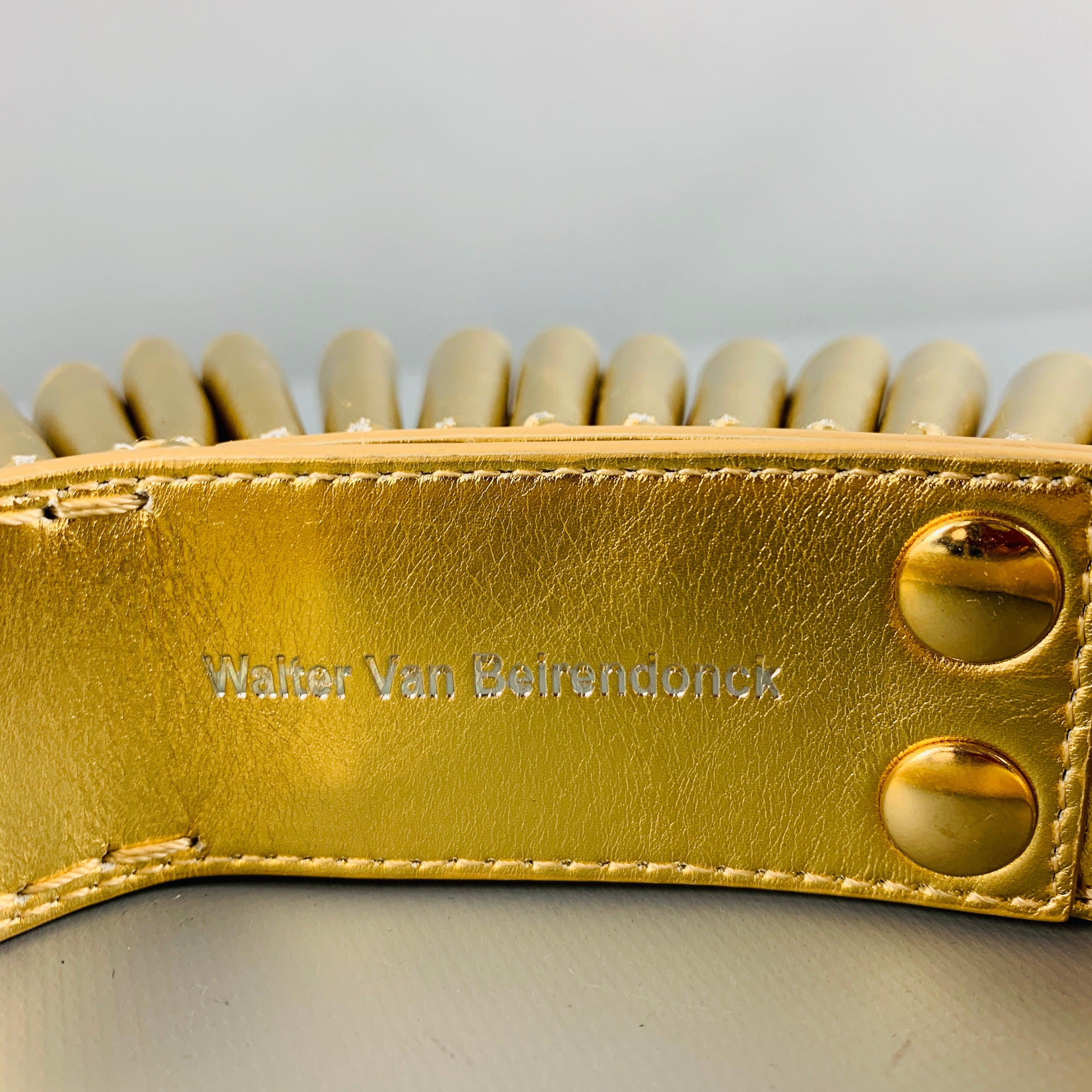 Men's WALTER VAN BEIRENDONCK Spring 2023 Gold Leather Ruff Collar For Sale