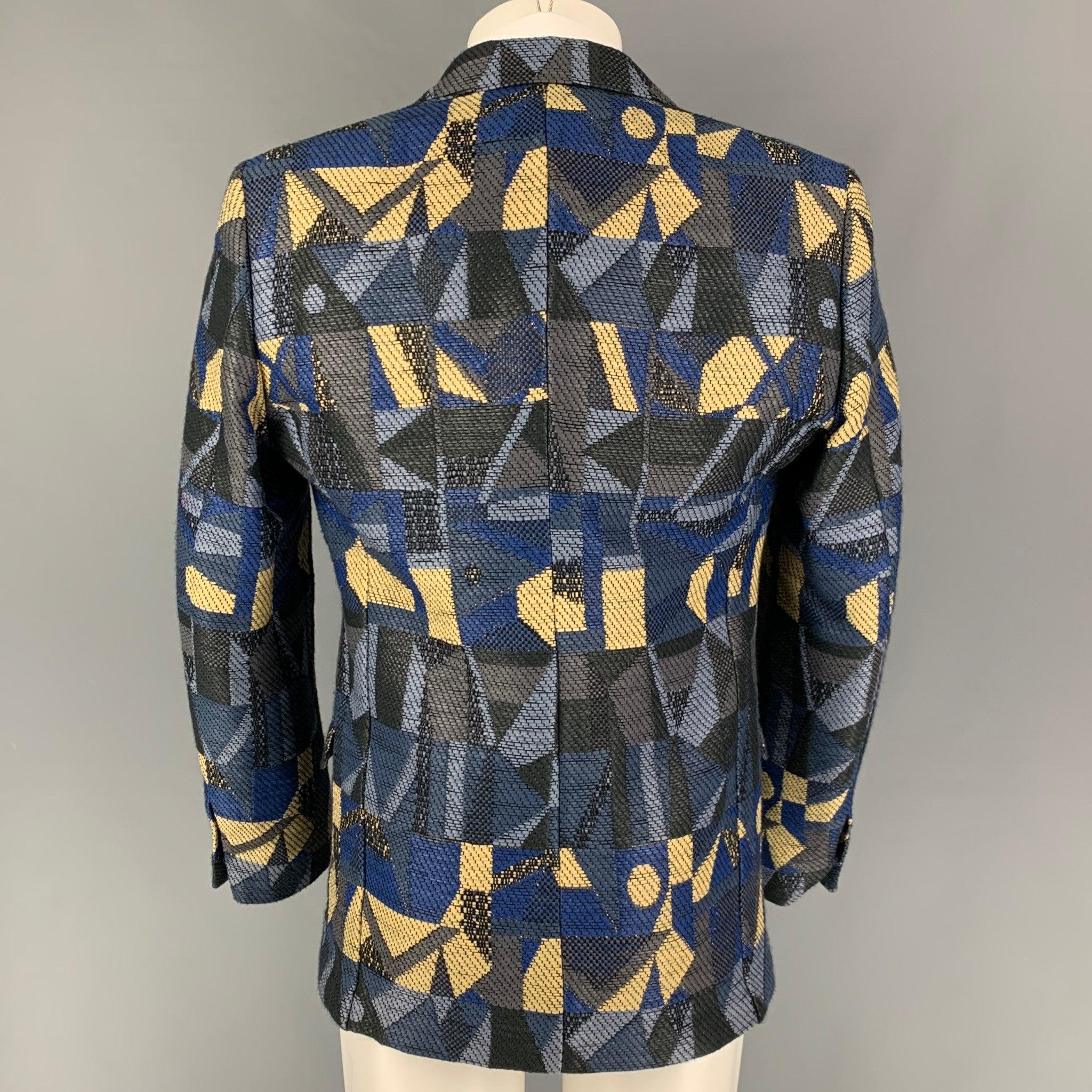 WALTER VAN BEIRENDONCK SS 14 Size 42 Grey Multi-Color Woven Sport Coat In Good Condition For Sale In San Francisco, CA