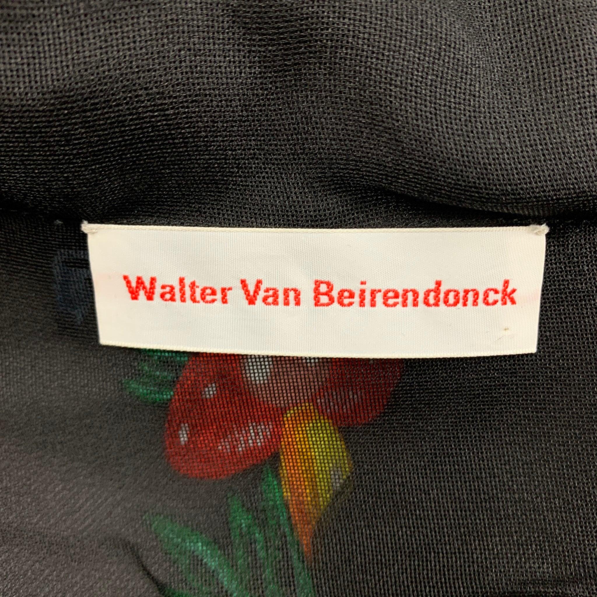 WALTER VAN BEIRENDONCK SS 16 Size 38 Black Multi-Color Silk Jacket For Sale 2