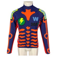 WALTER VAN BEIRENDONCK SS19 Taglia L Maglia da bici in nylon grafica blu