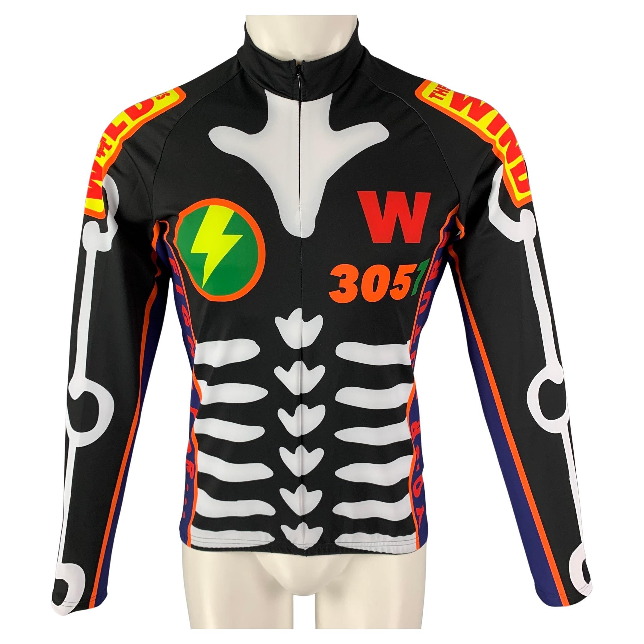 WALTER VAN BEIRENDONCK SS19 Size M Black Graphic Nylon