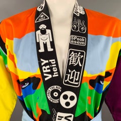 WALTER VAN BEIRENDONCK SS20 Size L Multi Color Color Block Cotton Kimono Cardigan