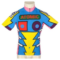 WALTER VAN BEIRENDONCK SS20 Size M Blue Pink Graphic Nylon Jersey Bike Top