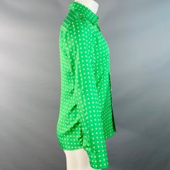 WALTER VAN BEIRENDONCK SS20 Taille S Chemise à manches longues en sergé de soie à pois vert et crème