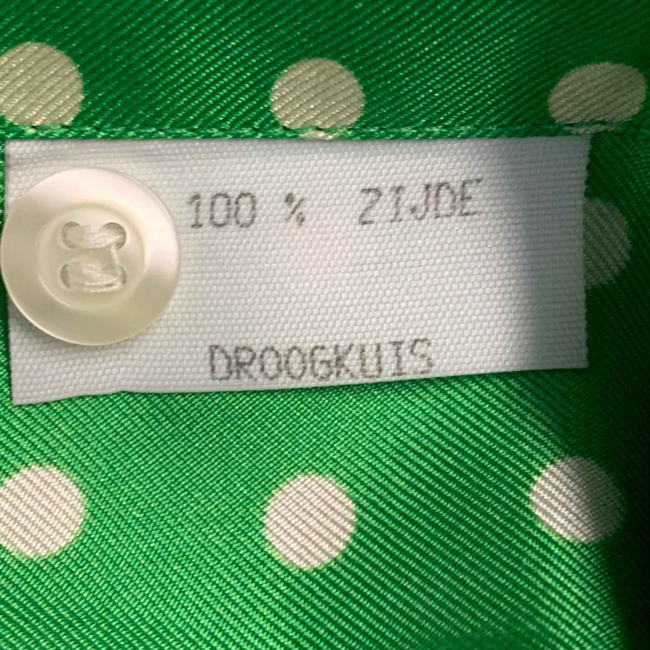WALTER VAN BEIRENDONCK SS20 Taille S Chemise à manches longues en sergé de soie à pois vert et crème en vente 2