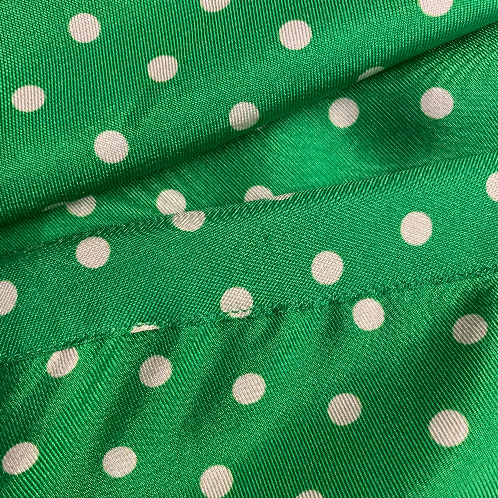WALTER VAN BEIRENDONCK SS20 Taille S Chemise à manches longues en sergé de soie à pois vert et crème en vente 3
