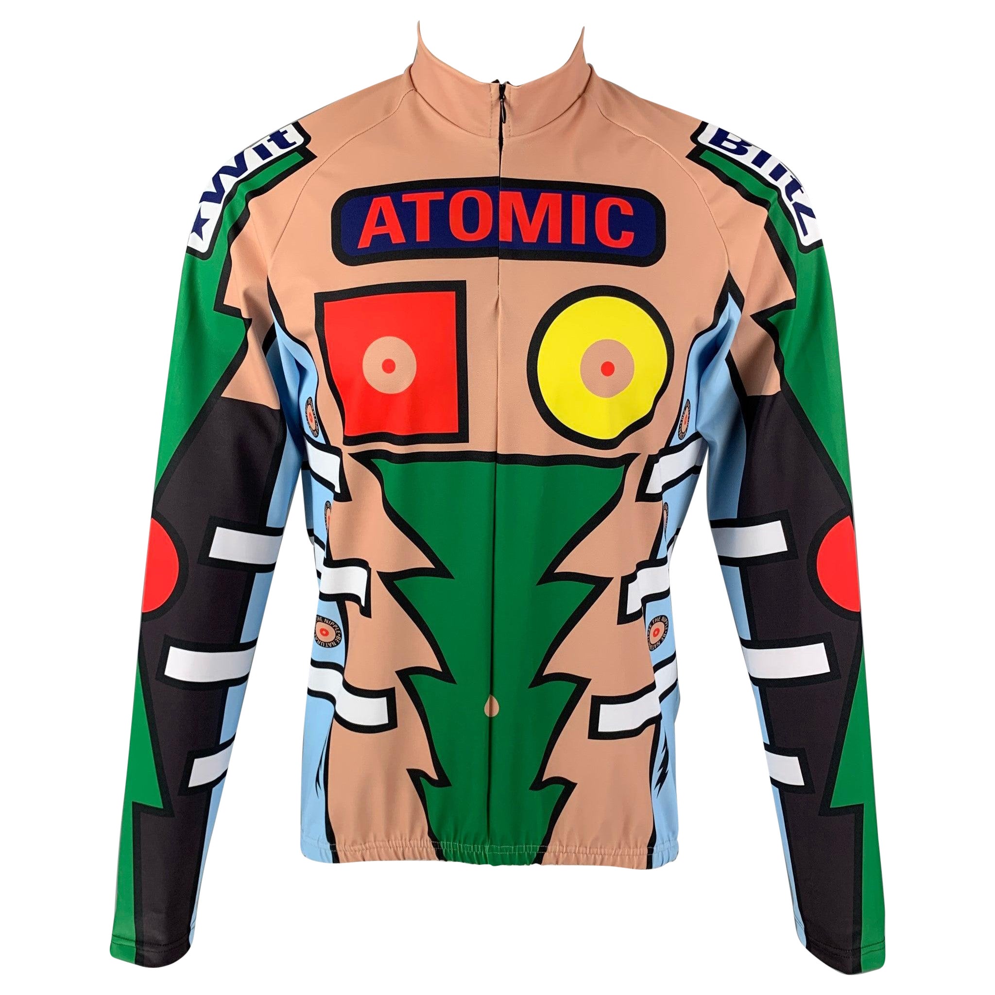 WALTER VAN BEIRENDONCK SS20 Taglia XL Beige Nude  Maglia in nylon Graphic Bike Top