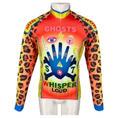 WALTER VAN BEIRENDONCK SS21 Taglia L Maglia in nylon arancione grafica Top da bici