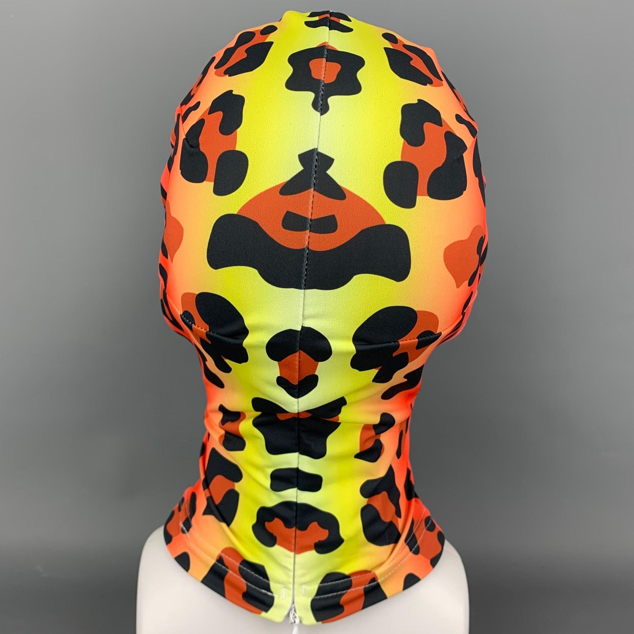 Men's WALTER VAN BEIRENDONCK SS21 Size One Size Multi-Color Orange Leopard Morph Mask For Sale