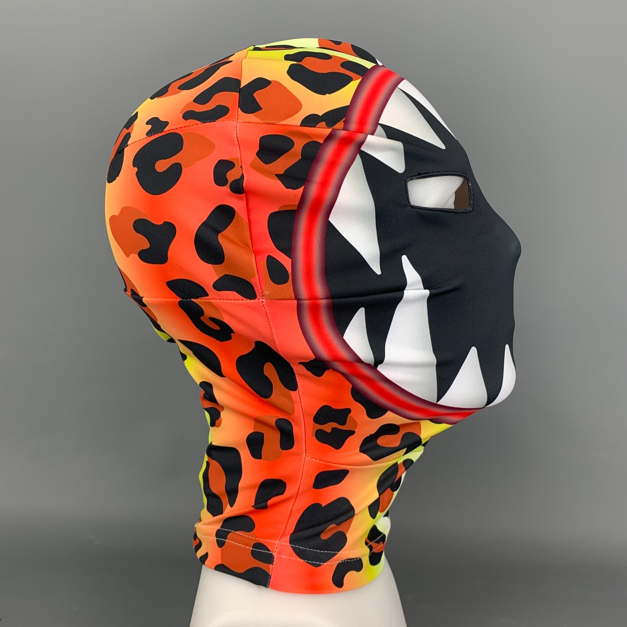 WALTER VAN BEIRENDONCK SS21 Size One Size Multi-Color Orange Leopard Morph Mask In New Condition In San Francisco, CA