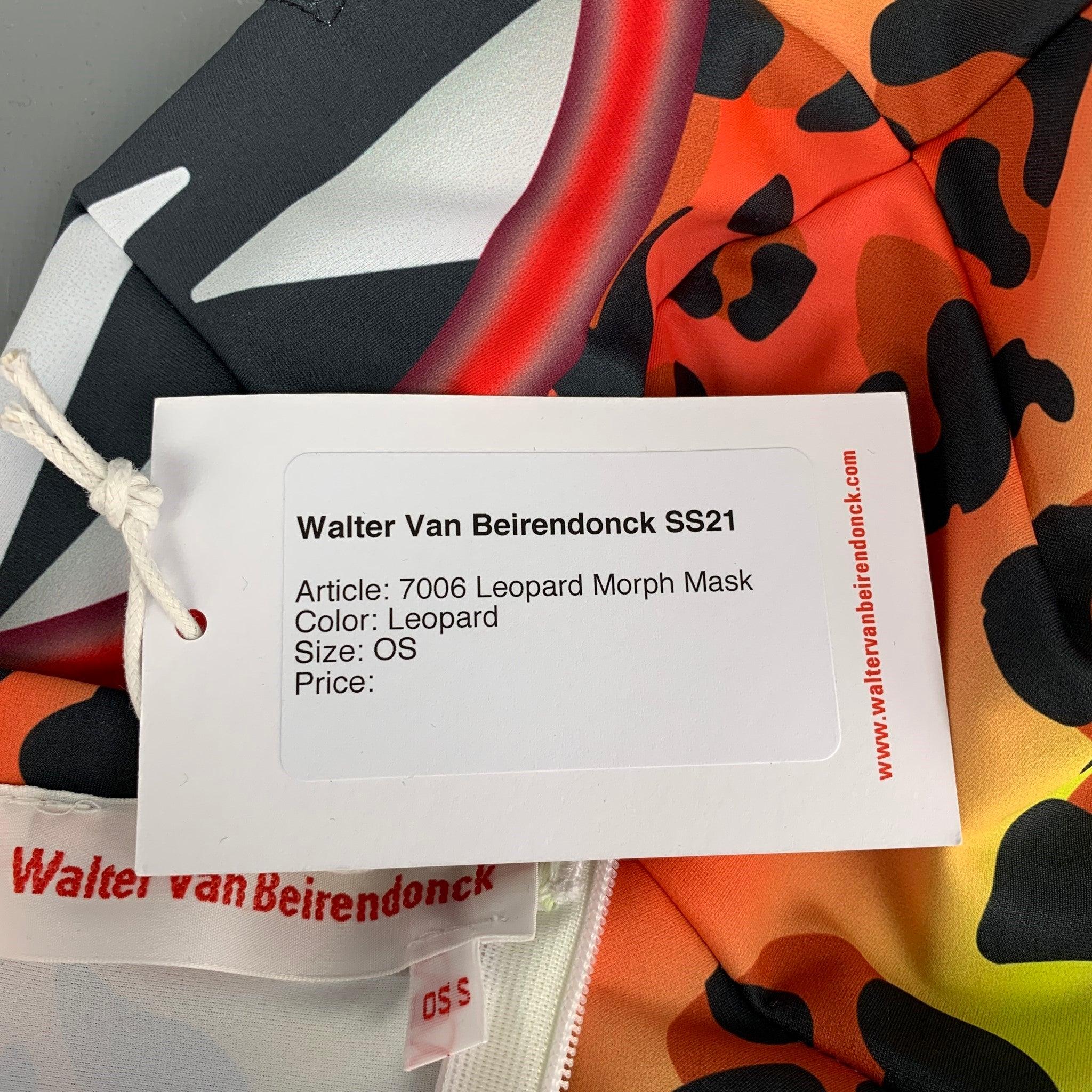 WALTER VAN BEIRENDONCK SS21 Size One Size Multi-Color Orange Leopard Morph Mask For Sale 2