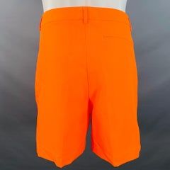 WALTER VAN BEIRENDONCK SS22 Taille 32 Korova Orange Neon Polyester Pleated Zip Fly Shorts
