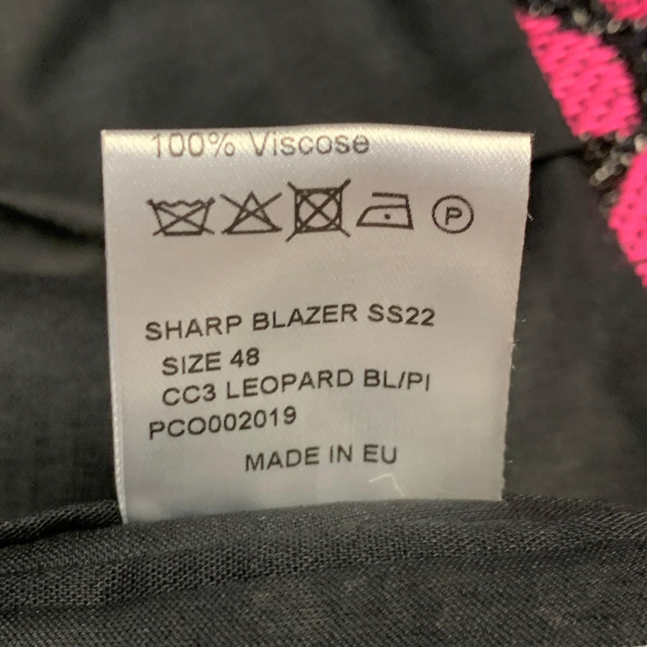 WALTER VAN BEIRENDONCK SS22 Größe 38 Regular Scharfer Blazer Schwarz Hot Pink Sportmantel im Angebot 5