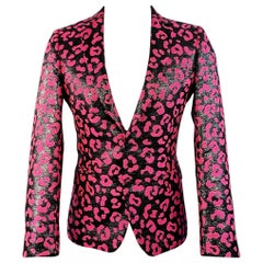 WALTER VAN BEIRENDONCK SS22 Taglia 38 Regolare Blazer affilato Nero Rosa Caldo Cappotto Sportivo