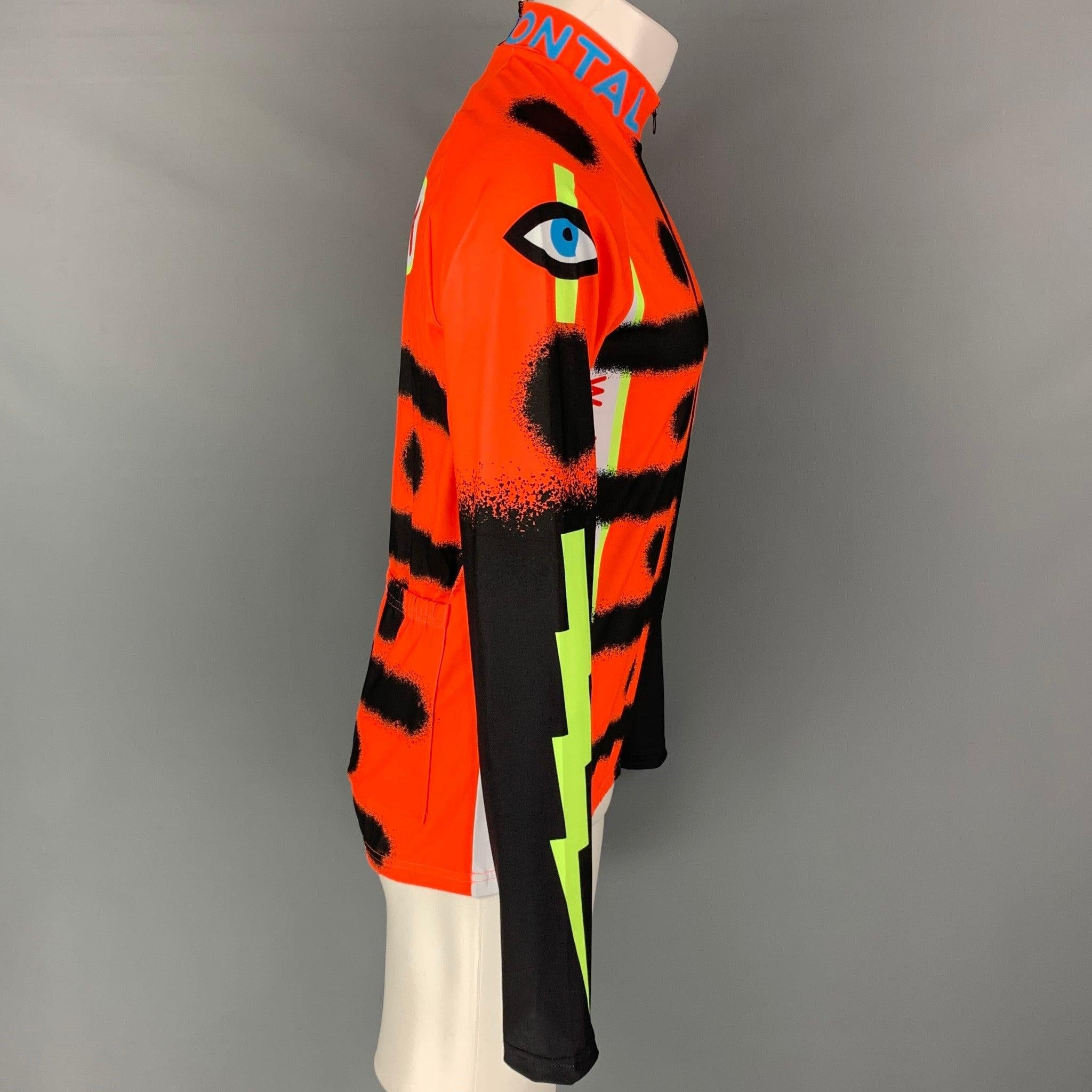 Walter Van Beirendonck Cycle Biker Jersey Pullover Top from Spring Summer 2022 Neon Shadow collection. Features a quarter zip graphic print design, collar and back pockets.Introduced as part of Walter Van Beirendonck’s W< collections during the