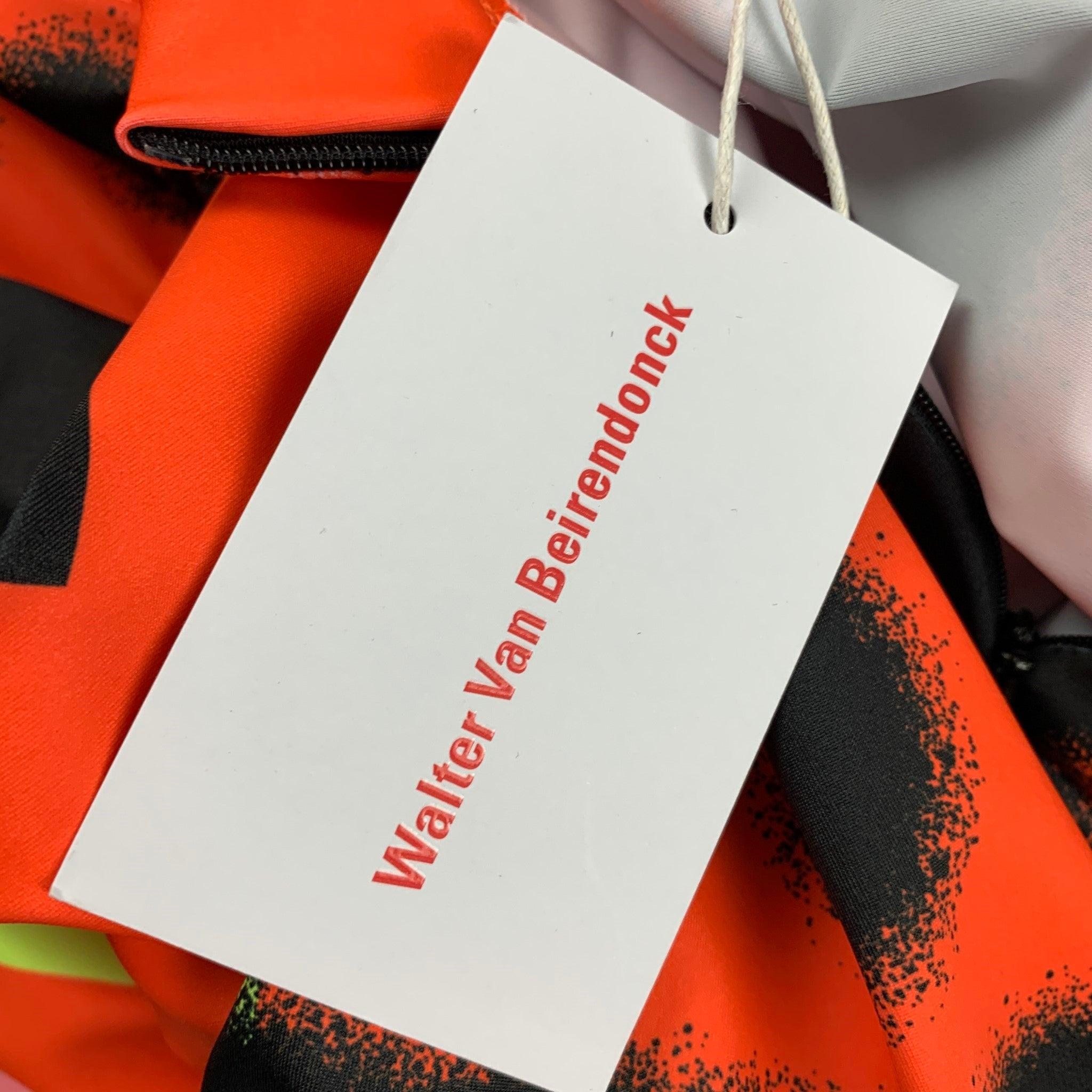 WALTER VAN BEIRENDONCK SS22 Size L Orange Graphic Nylon Jersey Bike Top For Sale 2