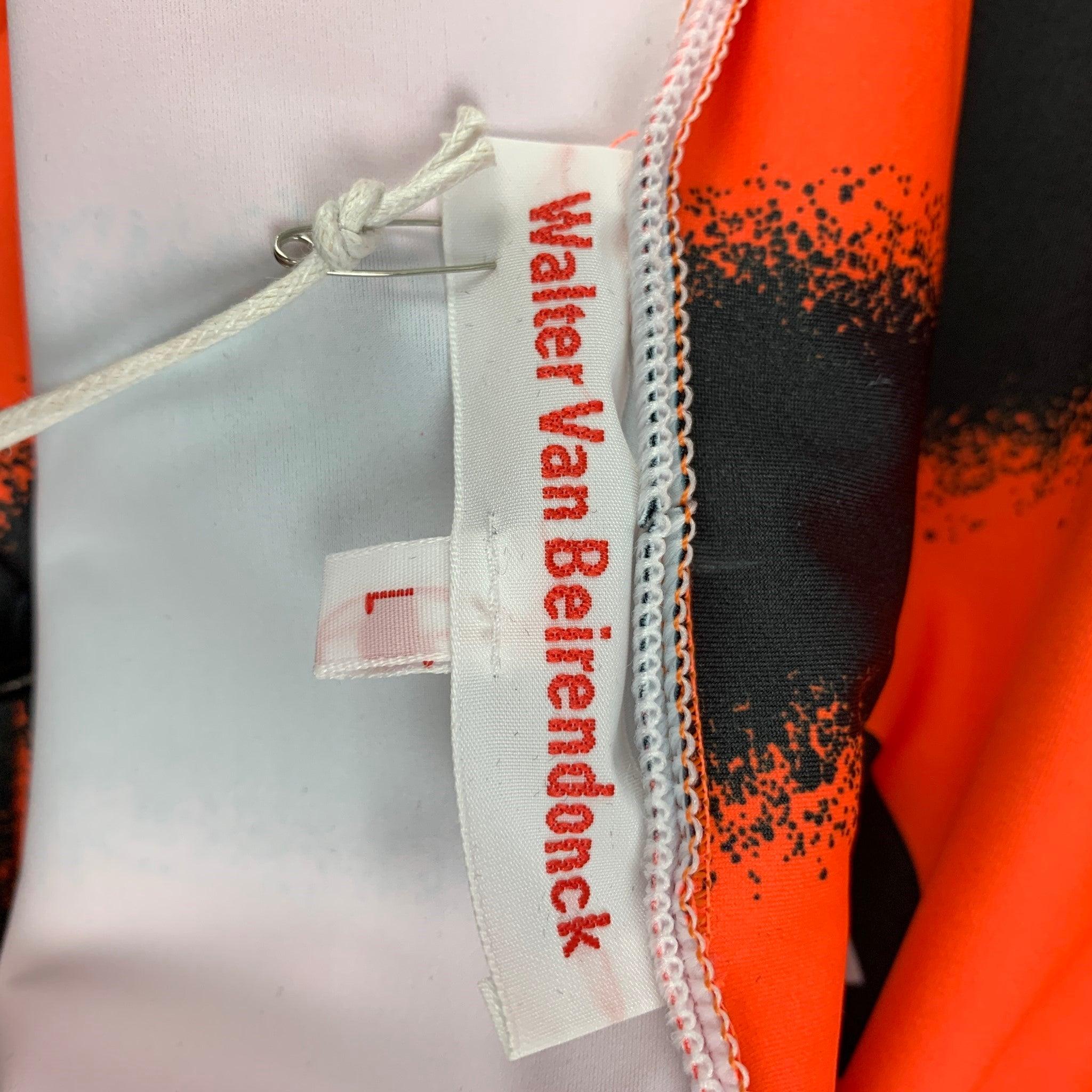 WALTER VAN BEIRENDONCK SS22 Size L Orange Graphic Nylon Jersey Bike Top For Sale 3