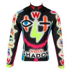 WALTER VAN BEIRENDONCK SS22 Size M Black Graphic Nylon Jersey Bike Top
