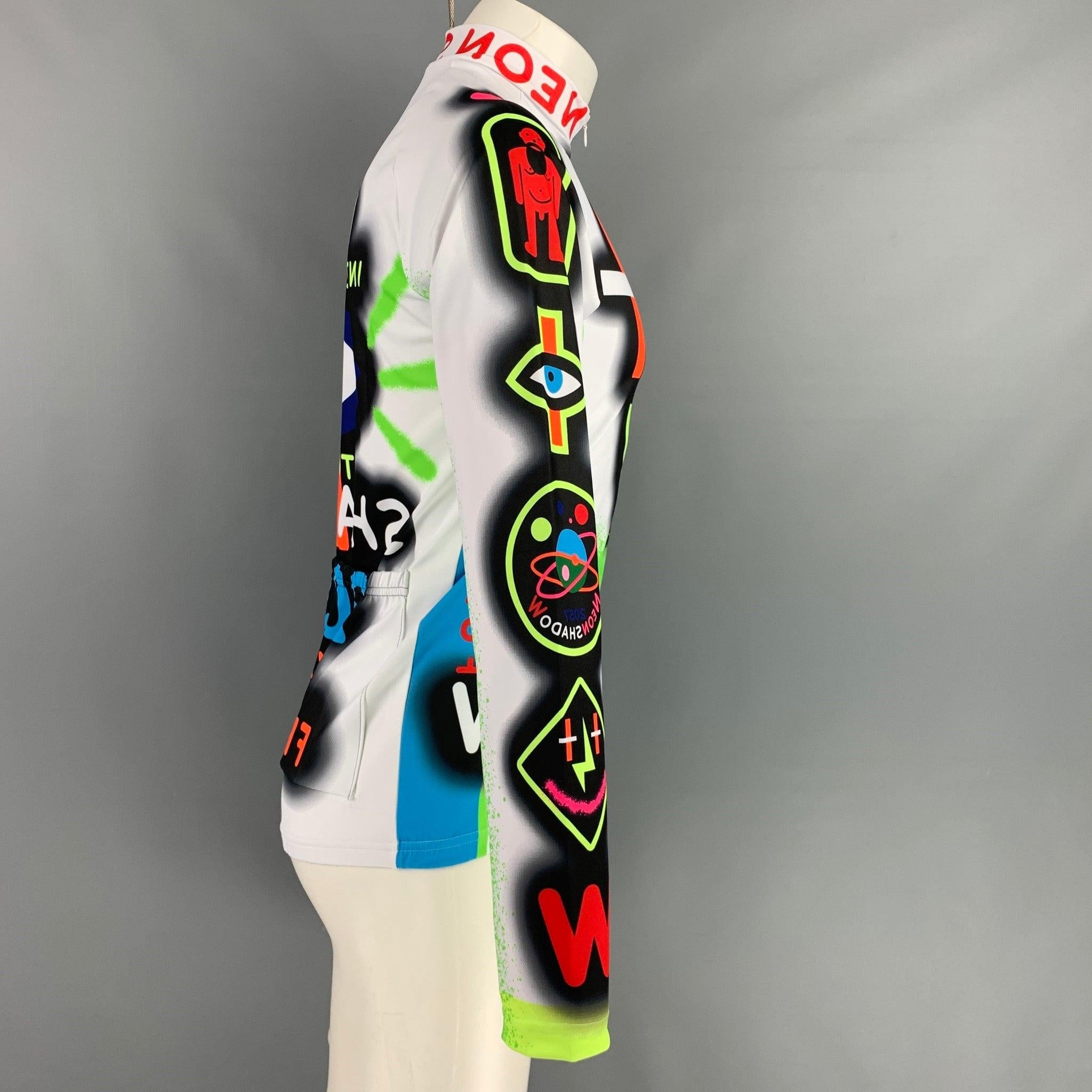 Walter Van Beirendonck Cycle Biker Jersey Pullover Top from Spring Summer 2022 Neon Shadow collection. Features a stretch material quarter zip graphic print design, collar and back pockets.Introduced as part of Walter Van Beirendonck’s W<