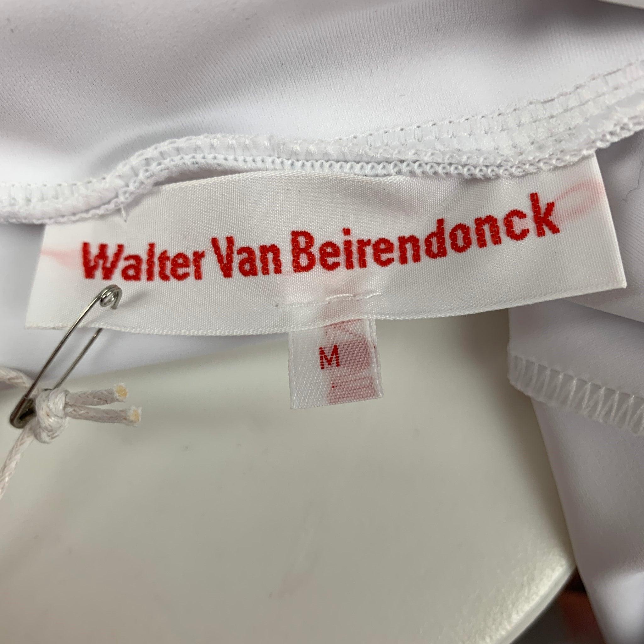 WALTER VAN BEIRENDONCK Haut de vélo en jersey de nylon graphique blanc, Taille M, SS22 Pour hommes en vente