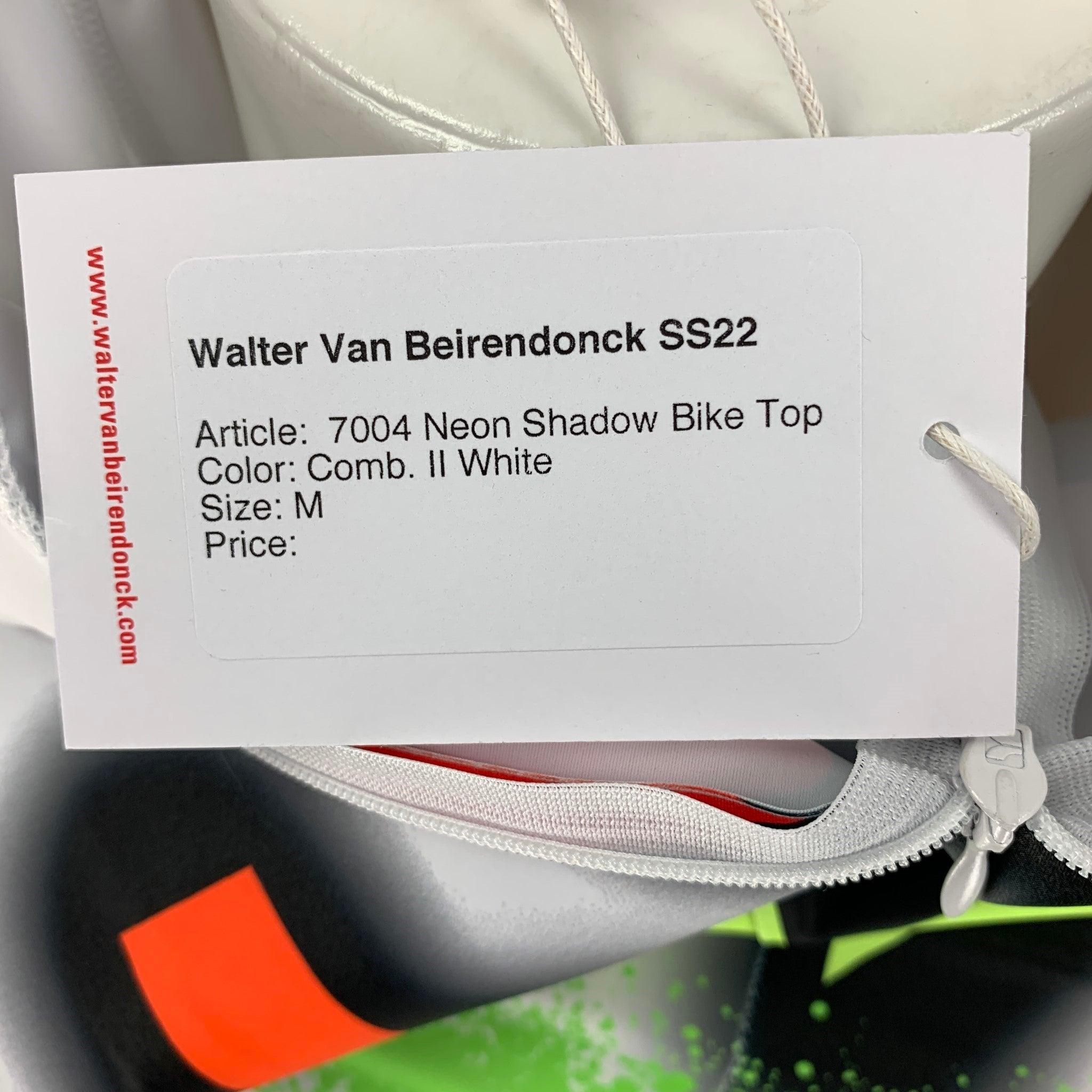 WALTER VAN BEIRENDONCK Haut de vélo en jersey de nylon graphique blanc, Taille M, SS22 en vente 1