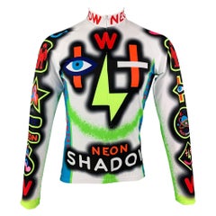 WALTER VAN BEIRENDONCK SS22 Size M White Graphic Nylon Jersey Bike Top