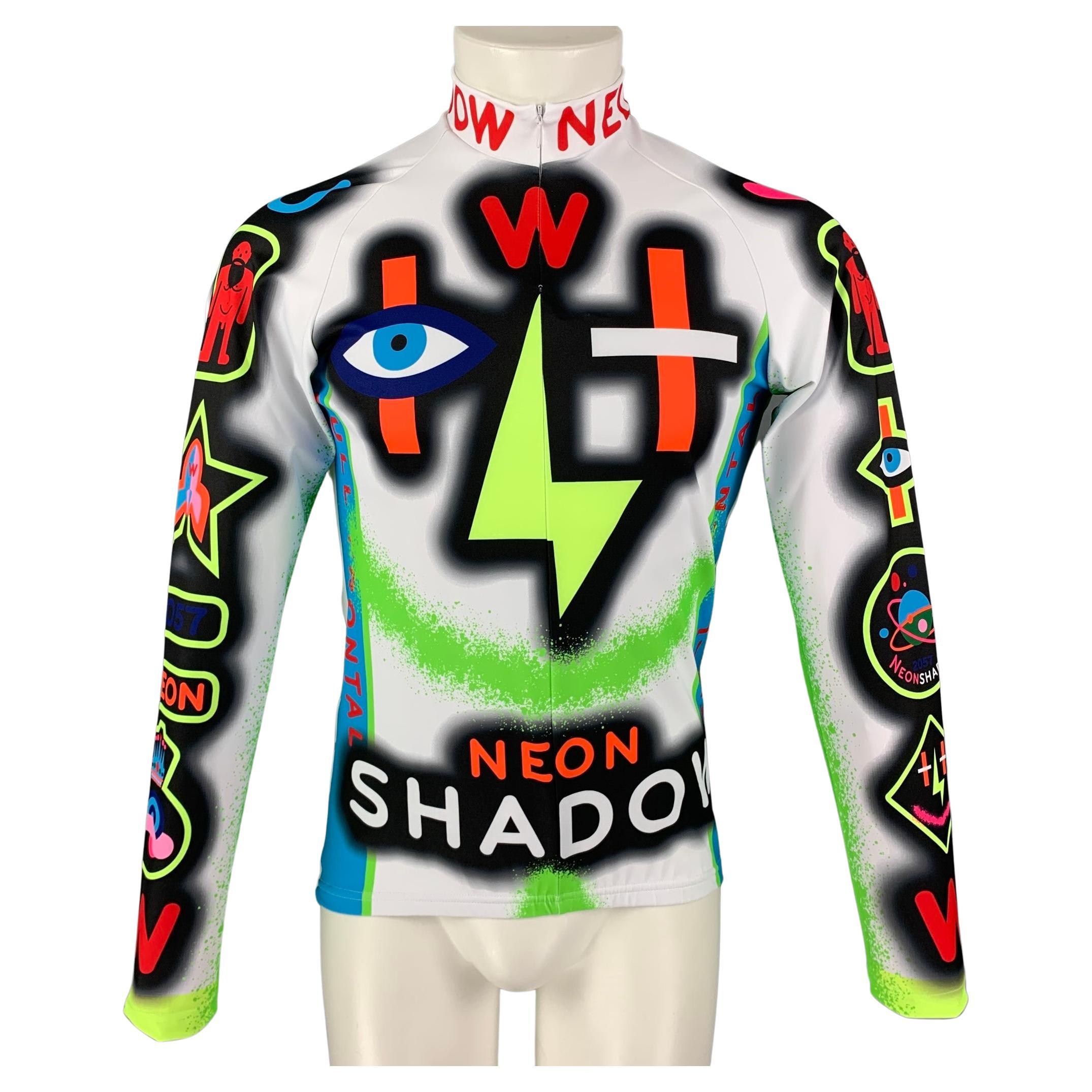 WALTER VAN BEIRENDONCK SS22 Size M White Graphic Nylon Jersey Bike Top