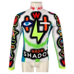 WALTER VAN BEIRENDONCK SS22 Size M White Graphic Nylon Jersey Bike Top