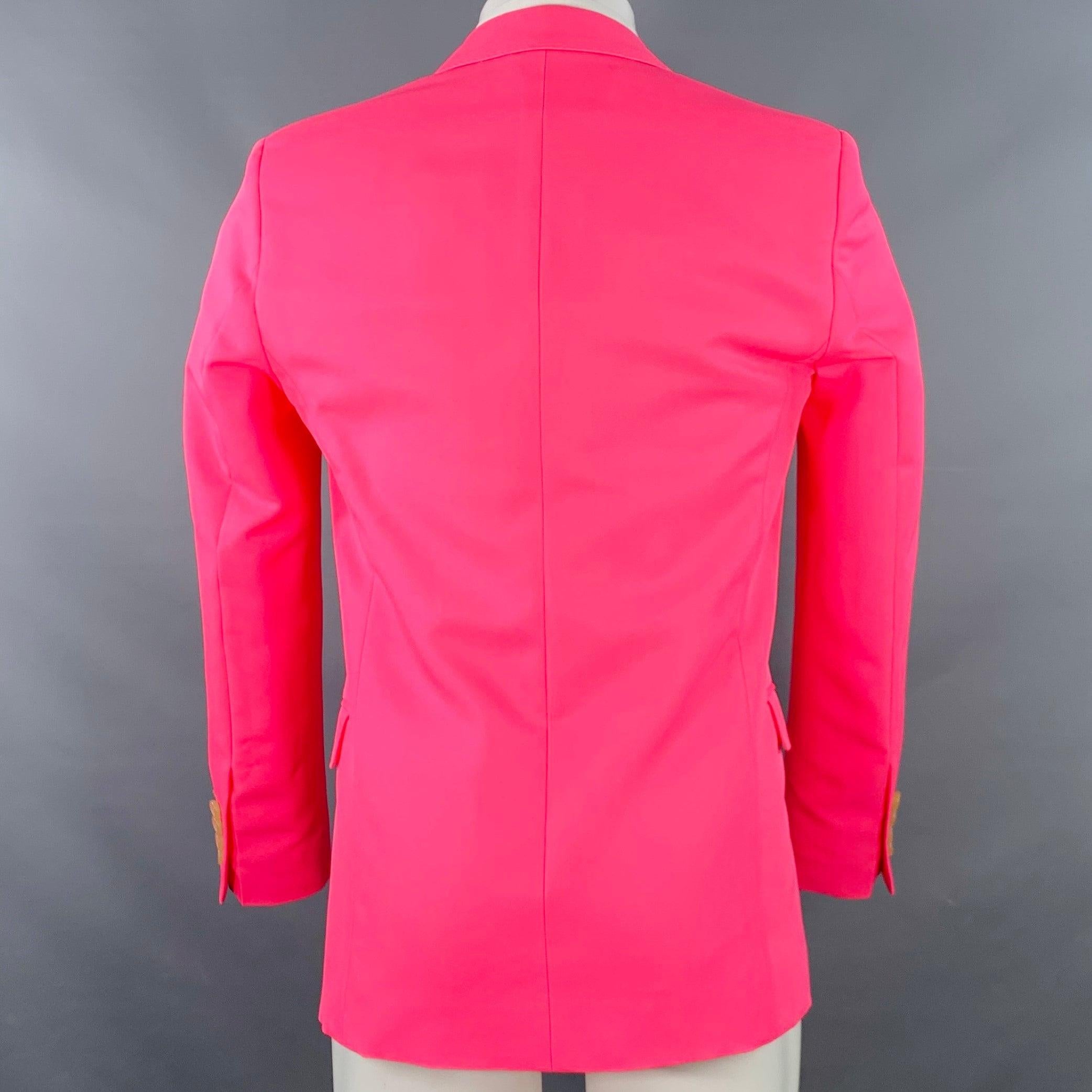 WALTER VAN BEIRENDONCK SS22 Size XS Pink Neon Twill Polyester Sport Coat In Excellent Condition For Sale In San Francisco, CA