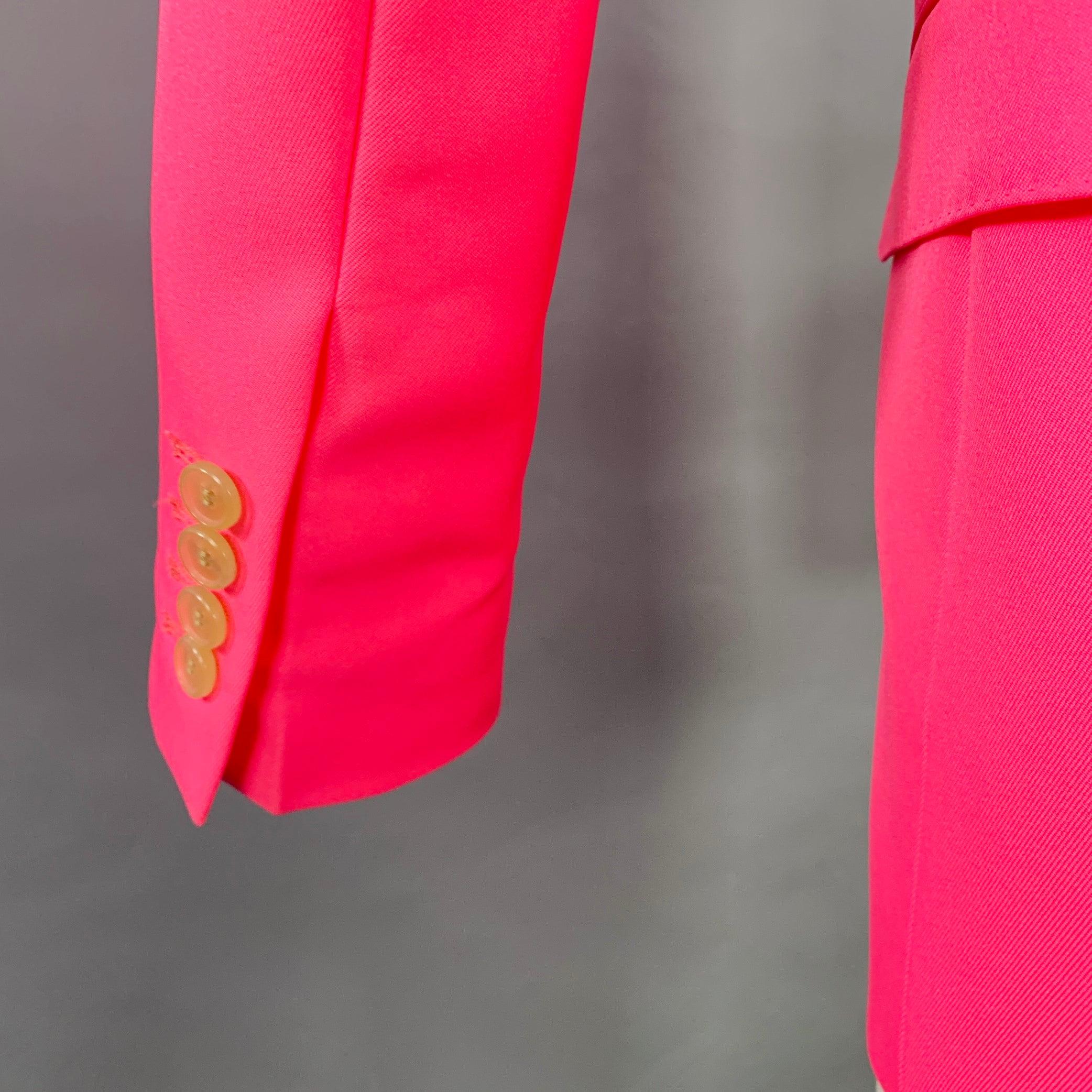 Men's WALTER VAN BEIRENDONCK SS22 Size XS Pink Neon Twill Polyester Sport Coat For Sale
